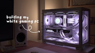 building an aesthetic gaming PC 🤍 lian li mini snow white  rgb showcase [upl. by Nolyak248]