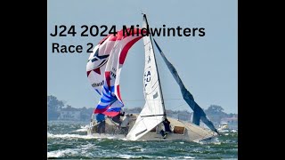 J24 2024 Midwinters Race 2 with onboard crew discussion and tactics [upl. by Earvin]