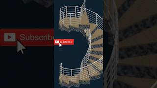 Different view of spiral staircase in autocad 3dshortsstairA3CAD [upl. by Senior]