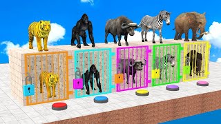 Cow Elephant Lion Gorilla Tiger TRex Guess The Right Door ESCAPE ROOM CHALLENGE Game [upl. by Enineg]