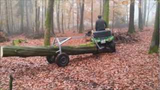 ATV mit Rückewagen für Stammholz im Buchenwald [upl. by Aihsenrad]