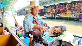 LARGEST FLOATING MARKET in Thailand  Thai street food [upl. by Brom]