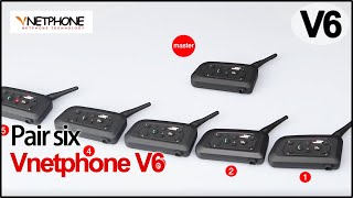 VNETPHONE V6  Pair six V6  motorcycle helmets bluetooth intercom [upl. by Yemerej]