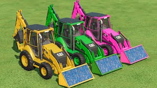 COLORS OF LOADER  CAT BACKHOE LOADERS IN FS22  FARMING SIMULATOR 22 [upl. by Maag822]