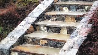 How to build a stone garden staircase ALONE Check out how I did it diy home landscape build [upl. by Mannie650]