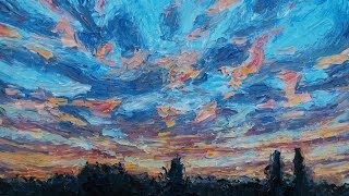 Palette Knife Demonstration on Painting a Sunset Impasto Technique with Oil [upl. by Jonna]