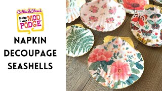 How To Napkin Decoupage Seashells [upl. by Latsyk]