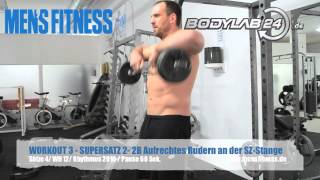 WORKOUT 3 SUPERSATZ 2 2B Aufrechtes Rudern an der SZStange [upl. by Emogene]