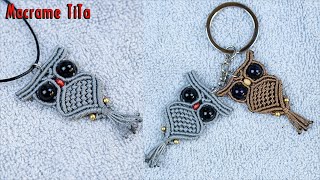 Macrame Owl keychain  Multicolored Macramé Owl  Necklace Tutorial [upl. by Namus487]