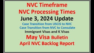 NVC Processing Times As of June 3 2024  May Visa Bulletin  April NVC Backlog Report [upl. by Wearing932]