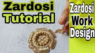 Zardosi Work for beginners  Hand Embroidery  zardozi  aari work [upl. by Acinot983]