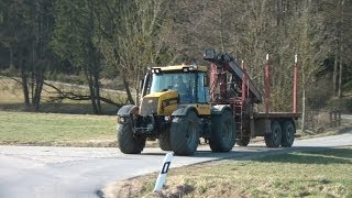 JCB Fastrac mit Rückewagen Holztransportanhänger [upl. by Januisz]