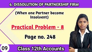 When one partner becomes insolvent  Practical problem 8 class 12 chapter 6 bk commerce lecture 9 [upl. by Lenoel106]