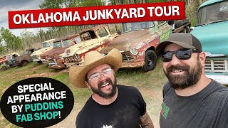 Huge Junkyard Collection of Vintage Oklahoma Trucks For Sale With Special Guest Puddins Fab Shop [upl. by Aicenert]