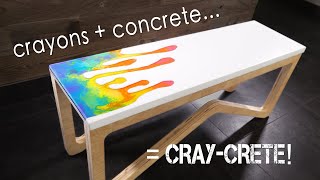 Concrete Bench w MELTED CRAYON inlay covered in Epoxy  how to make [upl. by Nanda]