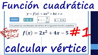 Calcular vértice función cuadrática  Ejemplo 1 [upl. by Ilegna564]