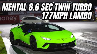 GMANS 8 SEC TWIN TURBO LAMBO  86  177 WILLOWBANK RACEWAY TESTING [upl. by Ellennad]