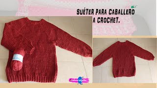 Suéter para caballero a crochet  Labores Angélika [upl. by Shirberg]