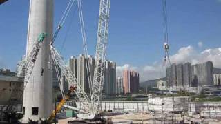 Demag CC2800 SWSL demolishing chimney Part 2 [upl. by Hsara]