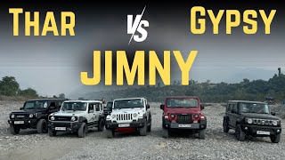 THAR vs JIMNY vs JYPSY offroading with flat out  Levelnext [upl. by Lorianne]