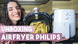 UNBOXING E REVIEW AIRFRYER PHILIPS HD920010 COM RECEITA DE BATATAS FRITAS E FRANGO [upl. by Nylannej]