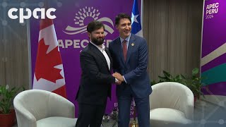 APEC PM Trudeau meets with Chilean President – November 16 2024 [upl. by Ahsimit]