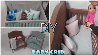 DIY  How To Make Baby Crib For Dolls  Miniature Doll crib  Barbie Baby crib for beginners easy [upl. by Kellyann841]