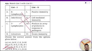 Match List I with List II  List  I List – II A BLymphocytes I Passive immunity B Interferons II [upl. by Ainnek]