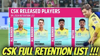 Thala Dhoni 🔥 CSK Release amp Retain Full List IPL 2024 [upl. by Bluma]