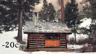 20C BITTER COLD Winter Night In A Snowy Log Cabin [upl. by Barbe990]