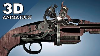 3D Animation How the Collier Flintlock Revolver worked [upl. by Sadoff]