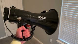 Pyle Megaphone Speaker PA Bullhorn with Built in Siren 50 Watts amp Adjustable Volume Review [upl. by Angadreme]