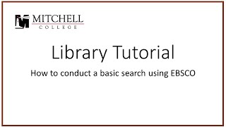 Mitchell College Library Tutorial [upl. by Novad]