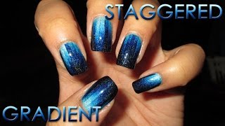 Staggered Gradient  DIY Nail Art Tutorial [upl. by Ardnusal]