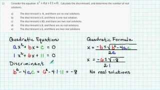 1105 RP1 001  Finding and Using the Discriminant [upl. by Alliber904]