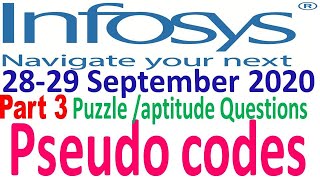 Infosys previous slot pseudo codes  2829 September aptitude questions  Puzzle questions [upl. by Garibald]