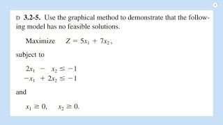 GRAFICAL SOLUTION Use the graphical method to demonstrate that the following model has no feasible [upl. by Alleuqram]