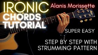 Alanis Morissette  Ironic Chords Guitar Tutorial for Acoustic Cover [upl. by Gnehs]