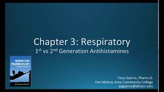 CC 1st vs 2nd Generation Antihistamines CH 3 RESPIRATORY NAPLEX  NCLEX PHARMACOLOGY REVIEW [upl. by Aldon]