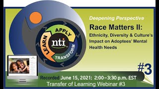 Webinar 3 Race Matters II  Ethnicity Diversity amp Culture Impact on Adoptees Mental Health Needs [upl. by Virendra]