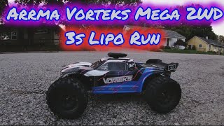 Arrma Vorteks Mega 2WD RC Truck  How Fast is it on 3s Lipo Batterys 😮 [upl. by Airdnala477]