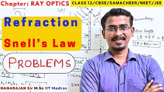 10 Problems Law of refraction  Snells law  Ray Optics class 12 JEE NEET [upl. by Aneleiram]