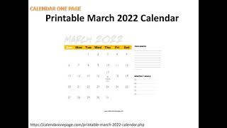 Printable March 2022 Calendar [upl. by Mirabelle]