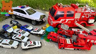 Police Car VS Fire Truck Lets Find Diecast Cars 【Kumas Bear Kids】 [upl. by Curnin114]