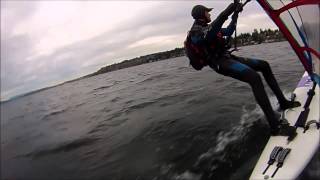 Windsurfing Fanatic Megacat 380 10302013 Lake Washington [upl. by Alyose]