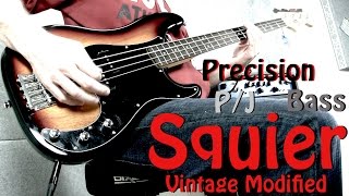 Squier Vintage Modified Precision Bass Review with PJ Pickup configuration [upl. by Okia812]