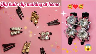 How to make hair clips at home🎀 DIY hair clips😍 hair accessories handmade [upl. by Lovell306]