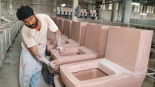 Interesting Process of Making English Toilet Seat  Ceramic Commodes Manufacturing [upl. by Ashil]