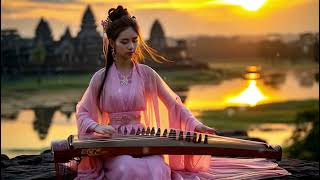 Beautiful Girl PlaysA Traditional Chinese Musical At Angkor Wat Cambodia [upl. by Atinniuq]