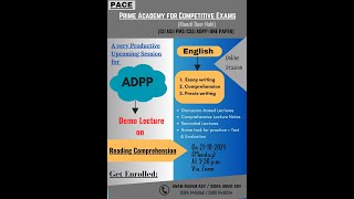 Demo Lecture ADPP  English quotReading Comprehensionquot Part 12 [upl. by Vincent]